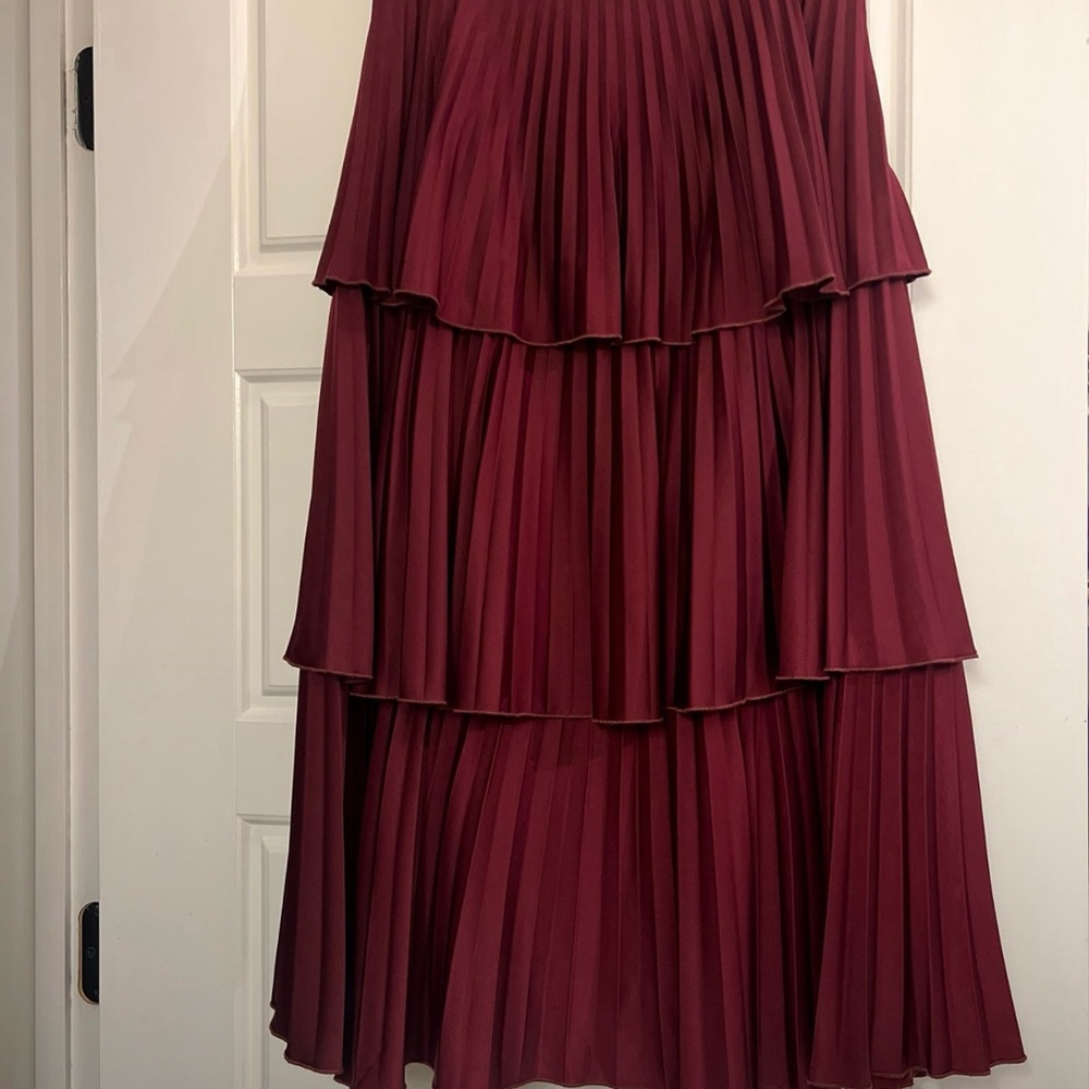Dainty Jewells Layered Burgundy Midi Skirt